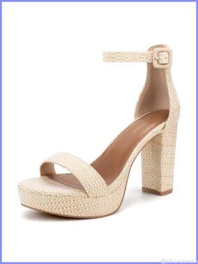 Women's Chunky Platform Heeled Sandals 4 Inch Block Heel Ankle Strap Dressy